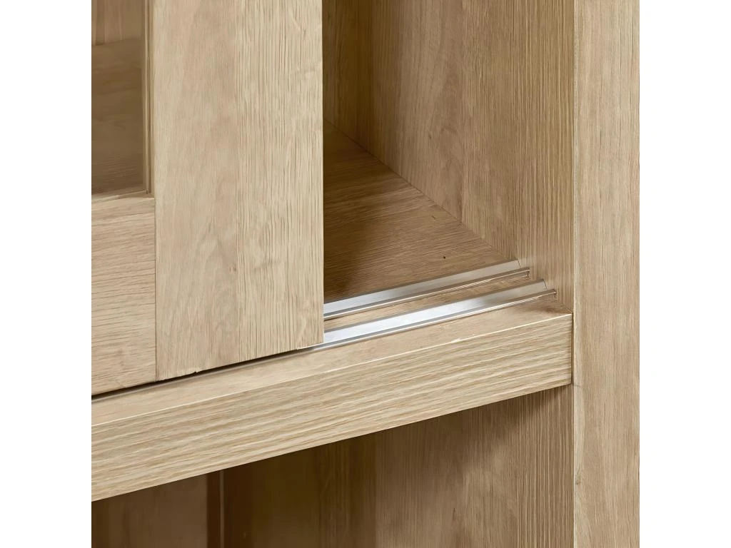 IRIS - Vitrine 4 Portes Coulissantes Imitation Bois + Led 4 IRIS - Vitrine 4 Portes Coulissantes Imitation Bois + Led – Image 4