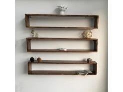 Lot De 3 étagères Murales Næstved 100 X 14 X 18 Cm Pin Lasuré [en.casa]