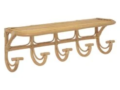 Étagère Murale Et Patères 5 Crochets En Rotin L 80 Cm