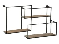 Étagère Murale En Bois Et Métal Noir 86 X 53 Cm