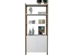 Armoire 2 Portes Châtaignier Et Blanc