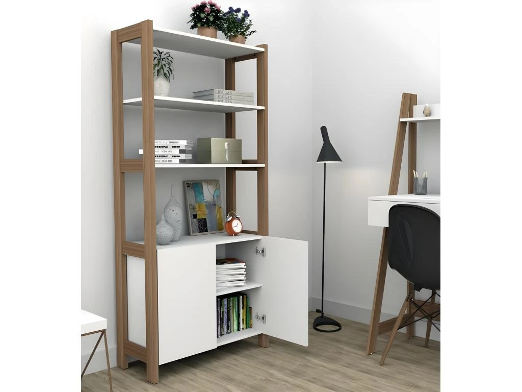 Armoire 2 Portes Châtaignier Et Blanc 3 Armoire 2 Portes Châtaignier Et Blanc – Image 3