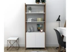 Armoire 2 Portes Châtaignier Et Blanc 9 Armoire 2 Portes Châtaignier Et Blanc -Deco.fr Soldes Boutique bibliotheque vitrine et etagere 9874353