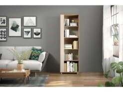 Rayonnage Hauteur 188 Cm Chêne Et Ecru 5 Niches -Deco.fr Soldes Boutique bibliotheque vitrine et etagere 9877169