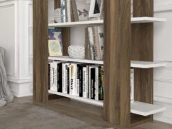 Bibliothèque Avec 5 étagères - Naturel Et Blanc - ZORYN -Deco.fr Soldes Boutique bibliotheque 14177675