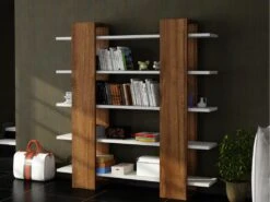 Bibliothèque Avec 5 étagères - Naturel Et Blanc - ZORYN -Deco.fr Soldes Boutique bibliotheque 14177683