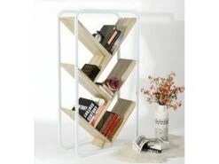 URBAN MEUBLE Bibliothèque Meuble De Rangement étagère à 5 Niveaux En Forme D’arbre, Pour Salon Bureau Chambre En Bois Beige 79.5*33.5*144cm