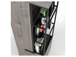 Bibliothèque 2 Portes Bois/Métal - LEOKI -Deco.fr Soldes Boutique bibliotheque 17627813