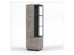 Bibliothèque 2 Portes Bois/Métal - LEOKI -Deco.fr Soldes Boutique bibliotheque 17627815