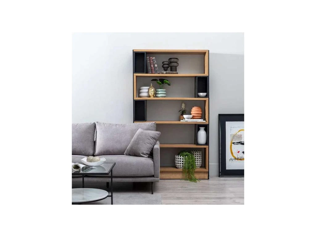 Bibliothèque 5 étagères Bois/Métal - LOUISA 2 Bibliothèque 5 étagères Bois/Métal - LOUISA – Image 2