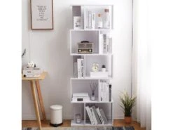 Bibliotheque Etageres Bois Blanc Design 172,5x60x24,5
