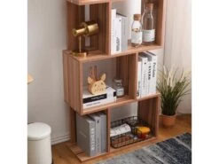 Bibliotheque Etagere 5 Etageres Bois Brun Living 172,5x60x24,5 -Deco.fr Soldes Boutique bibliotheque 18400659