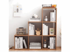 Etagère A Livres Bibliothèque Mdf 6 Niveaux Marron 97,5x97,5x29