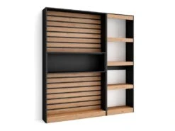 Étagère Bibliothèque, 170x186x25cm, Salon Salle à Manger Bureau, Salon, Bureau, Chêne Et Noir