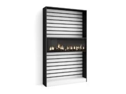 Étagère Bibliothèque, 110x186x25cm, Salon Salle à Manger Bureau, Cheminée électrique, Blanc Et Noir