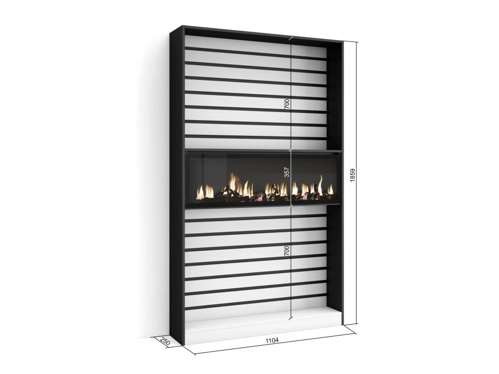 Étagère Bibliothèque, 110x186x25cm, Salon Salle à Manger Bureau, Cheminée électrique, Blanc Et Noir 3 Étagère Bibliothèque, 110x186x25cm, Salon Salle à Manger Bureau, Cheminée électrique, Blanc Et Noir – Image 3