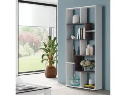 Bibliothèque étagères 7 Cases Blanc/Béton - TUKTUK - L 80 X L 25 X H 180 Cm