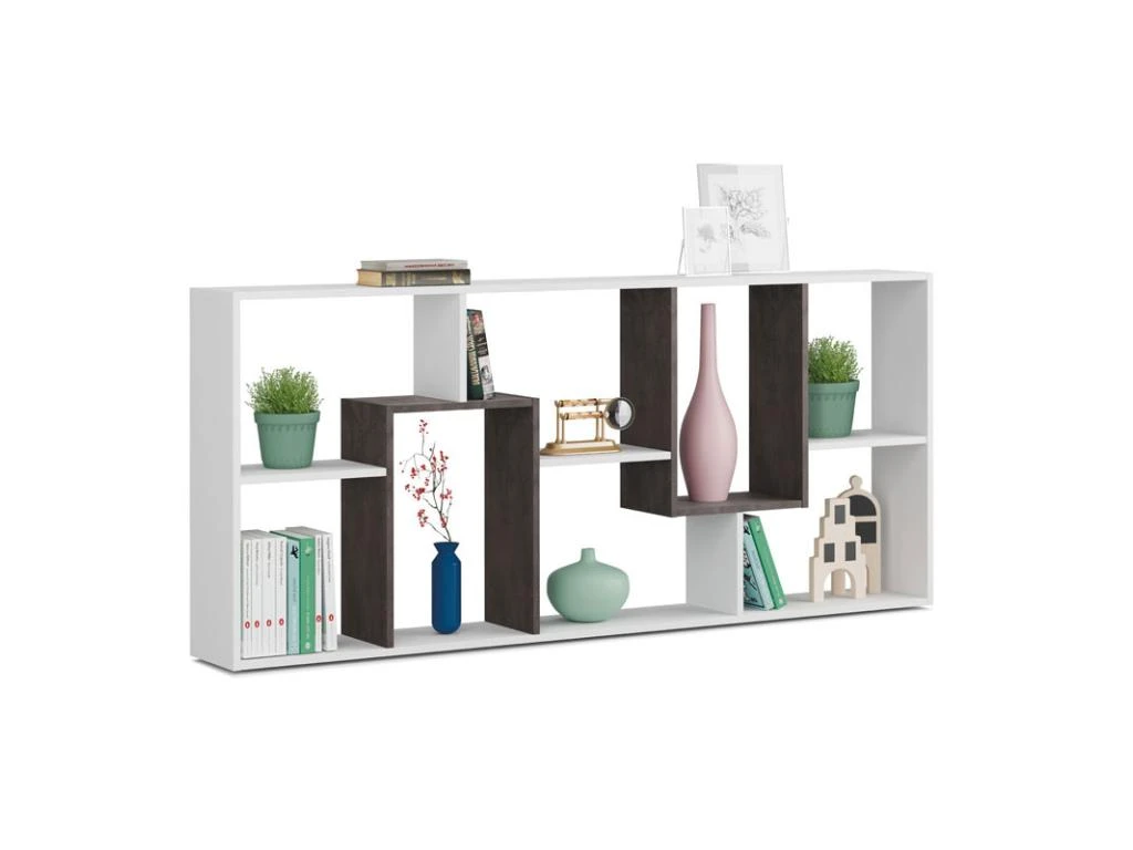 Bibliothèque étagères 7 Cases Blanc/Béton - TUKTUK - L 80 X L 25 X H 180 Cm 3 Bibliothèque étagères 7 Cases Blanc/Béton - TUKTUK - L 80 X L 25 X H 180 Cm – Image 3