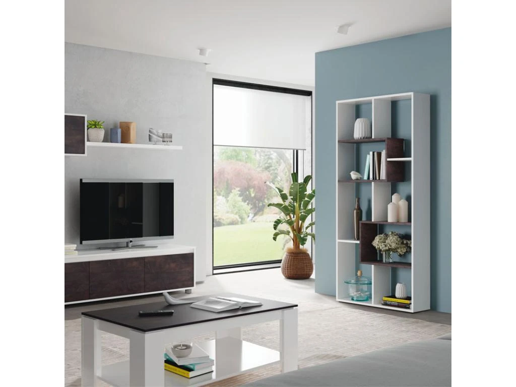 Bibliothèque étagères 7 Cases Blanc/Béton - TUKTUK - L 80 X L 25 X H 180 Cm 5 Bibliothèque étagères 7 Cases Blanc/Béton - TUKTUK - L 80 X L 25 X H 180 Cm – Image 5