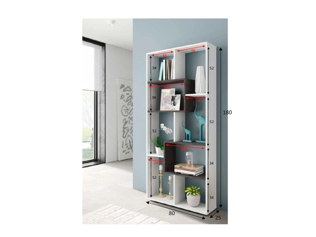 Bibliothèque étagères 7 Cases Blanc/Béton - TUKTUK - L 80 X L 25 X H 180 Cm 7 Bibliothèque étagères 7 Cases Blanc/Béton - TUKTUK - L 80 X L 25 X H 180 Cm – Image 7