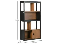 Bibliothèque étagère LINARES Bois Et Noir -Deco.fr Soldes Boutique bibliotheque 21988577