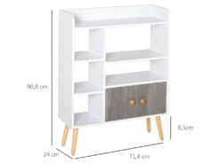 Bibliothèque Multi-rangement MELILLA Blanche Et Grise -Deco.fr Soldes Boutique bibliotheque 21988687