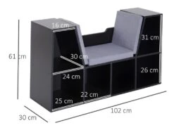 Banc Bibliothèque MATARO Noir Et Gris -Deco.fr Soldes Boutique bibliotheque 21988727