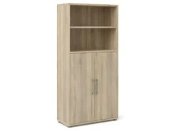 Prisme Armoire De Bureau 2 Portes Et 1 Tablette De Rangement. Finition Chêne.