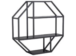 Sea Étagère Murale, Octogonale Avec 3 Tablettes D'exposition, Noir.