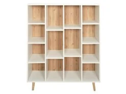 BILLY - Bibliothèque 14 Etagères Blanc Et Bois