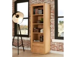 Bibliothèque Avec 4 étagères Et 1 Porte - Chêne Huilé - SYMPHONIE