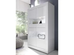 Vitrine COMETE - LEDs - 4 Portes - Blanc Laqué