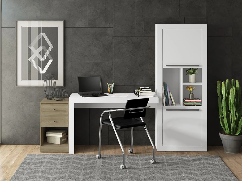 Bibliothèque Avec 2 Portes Et 3 Niches - Blanc - EVAN 2 Bibliothèque Avec 2 Portes Et 3 Niches - Blanc - EVAN – Image 2