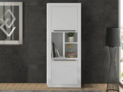 Bibliothèque Avec 2 Portes Et 3 Niches - Blanc - EVAN