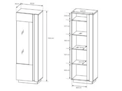Vitrine MURARI - 1 Porte - Avec LEDs - Blanc Brillant Et Chêne -Deco.fr Soldes Boutique bibliotheque 460287