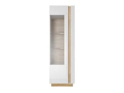 Vitrine MURARI - 1 Porte - Avec LEDs - Blanc Brillant Et Chêne -Deco.fr Soldes Boutique bibliotheque 473451