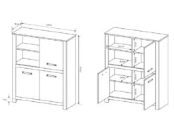 Buffet Haut SABONI - 3 Portes Et 2 Niches - Avec LEDs - Noyer Et Anthracite 9 Buffet Haut SABONI - 3 Portes Et 2 Niches - Avec LEDs - Noyer Et Anthracite -Deco.fr Soldes Boutique bibliotheque 483449