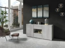 Buffet Design 140cm Pour Salon Couleur Gris Effet Béton Collection PAROS. -Deco.fr Soldes Boutique buffet 10551963