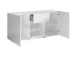 Buffet Design 140cm Pour Salon Couleur Blanc Brillant Collection PAROS. 7 Buffet Design 140cm Pour Salon Couleur Blanc Brillant Collection PAROS. -Deco.fr Soldes Boutique buffet 10551975
