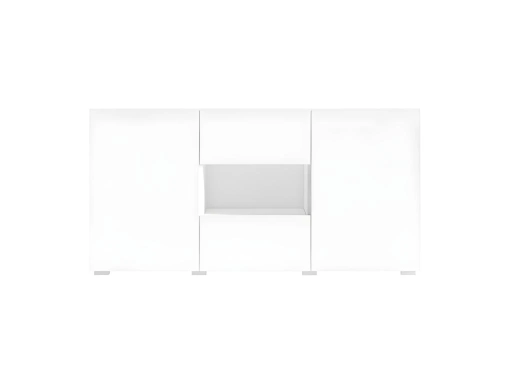 Buffet Design 140cm Pour Salon Couleur Blanc Brillant Collection PAROS. 4 Buffet Design 140cm Pour Salon Couleur Blanc Brillant Collection PAROS. – Image 4