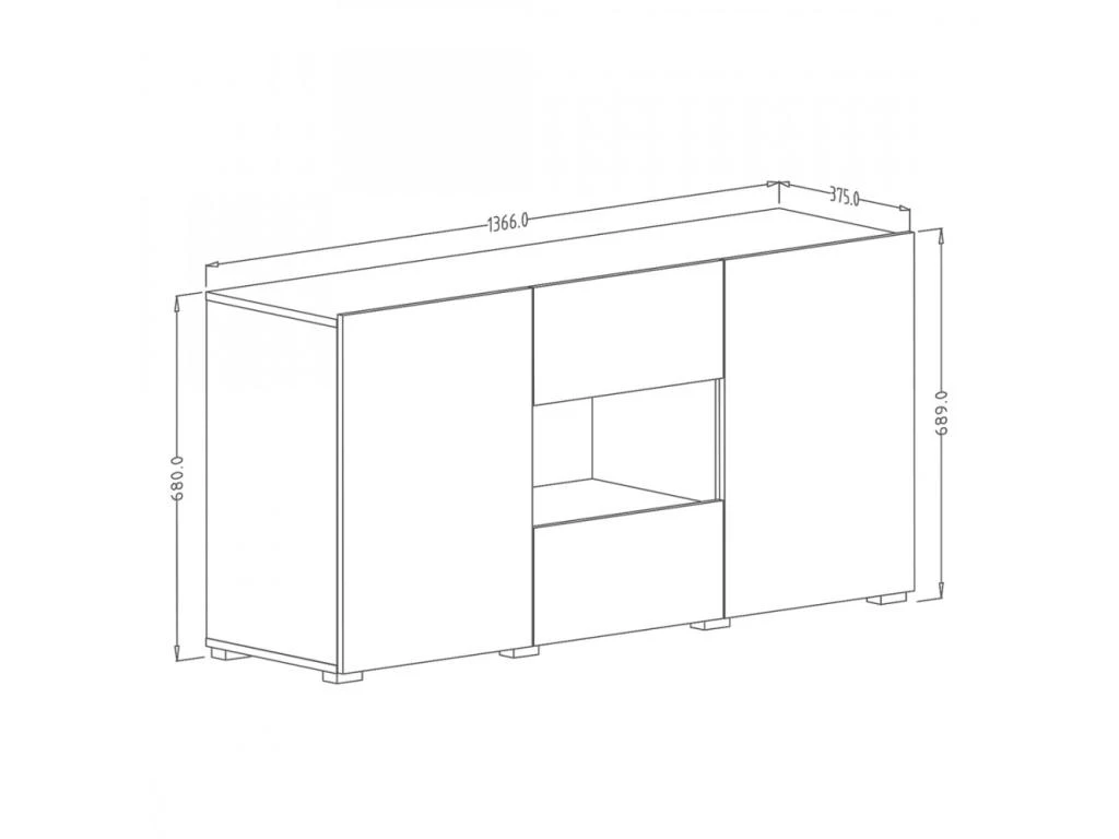 Buffet Design 140cm Pour Salon Couleur Blanc Brillant Collection PAROS. 5 Buffet Design 140cm Pour Salon Couleur Blanc Brillant Collection PAROS. – Image 5