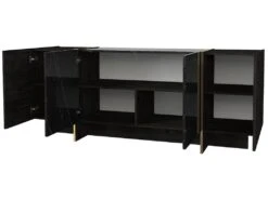 Buffet Avec 4 Portes - Effet Marbre Noir, Naturel Foncé Et Doré - CADEBA II -Deco.fr Soldes Boutique buffet 10873537