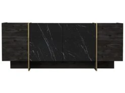 Buffet Avec 4 Portes - Effet Marbre Noir, Naturel Foncé Et Doré - CADEBA II -Deco.fr Soldes Boutique buffet 10873539