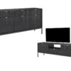 Ensemble Buffet Et Meuble TV Noir - Séjour Contemporain LIOUBA