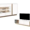 Ensemble Buffet Et Meuble TV Blanc Brillant Et Naturel - Séjour Lumineux MURARI -Deco.fr Soldes Boutique buffet 10907851
