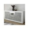 Buffet 2 Portes 2 Tiroirs Blanc/Béton Ciré Clair - LUBIO 10 Buffet 2 Portes 2 Tiroirs Blanc/Béton Ciré Clair - LUBIO -Deco.fr Soldes Boutique buffet 11132365