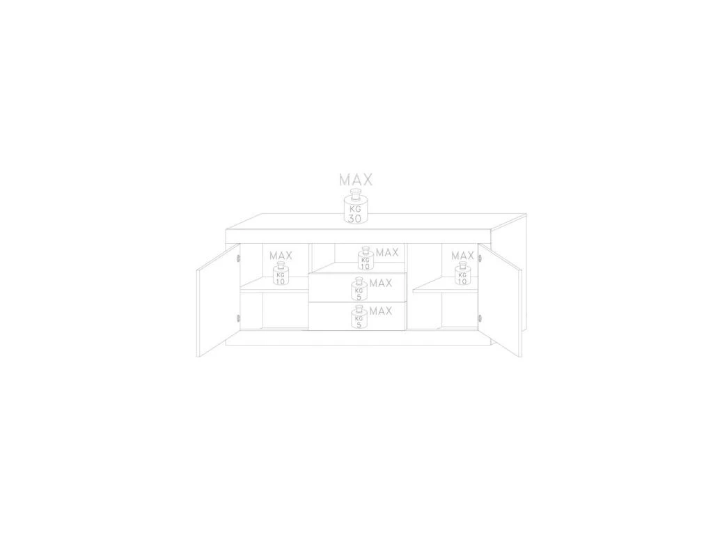 Buffet 2 Portes 2 Tiroirs Blanc/Béton Ciré Clair - LUBIO 4 Buffet 2 Portes 2 Tiroirs Blanc/Béton Ciré Clair - LUBIO – Image 4