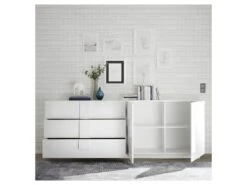 Buffet 2 Portes 3 Tiroirs Laqué Blanc Brillant - STARS -Deco.fr Soldes Boutique buffet 11132421