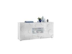 Buffet 2 Portes 2 Tiroirs Blanc Laqué Brillant à Leds - PEPPERONI