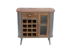 Meuble Bar 1 Porte, 12 Niches, 1 Tiroir Bois/Metal - JINK